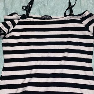 Black and white sexy off the shoulder crop top vintage Gothic 90s